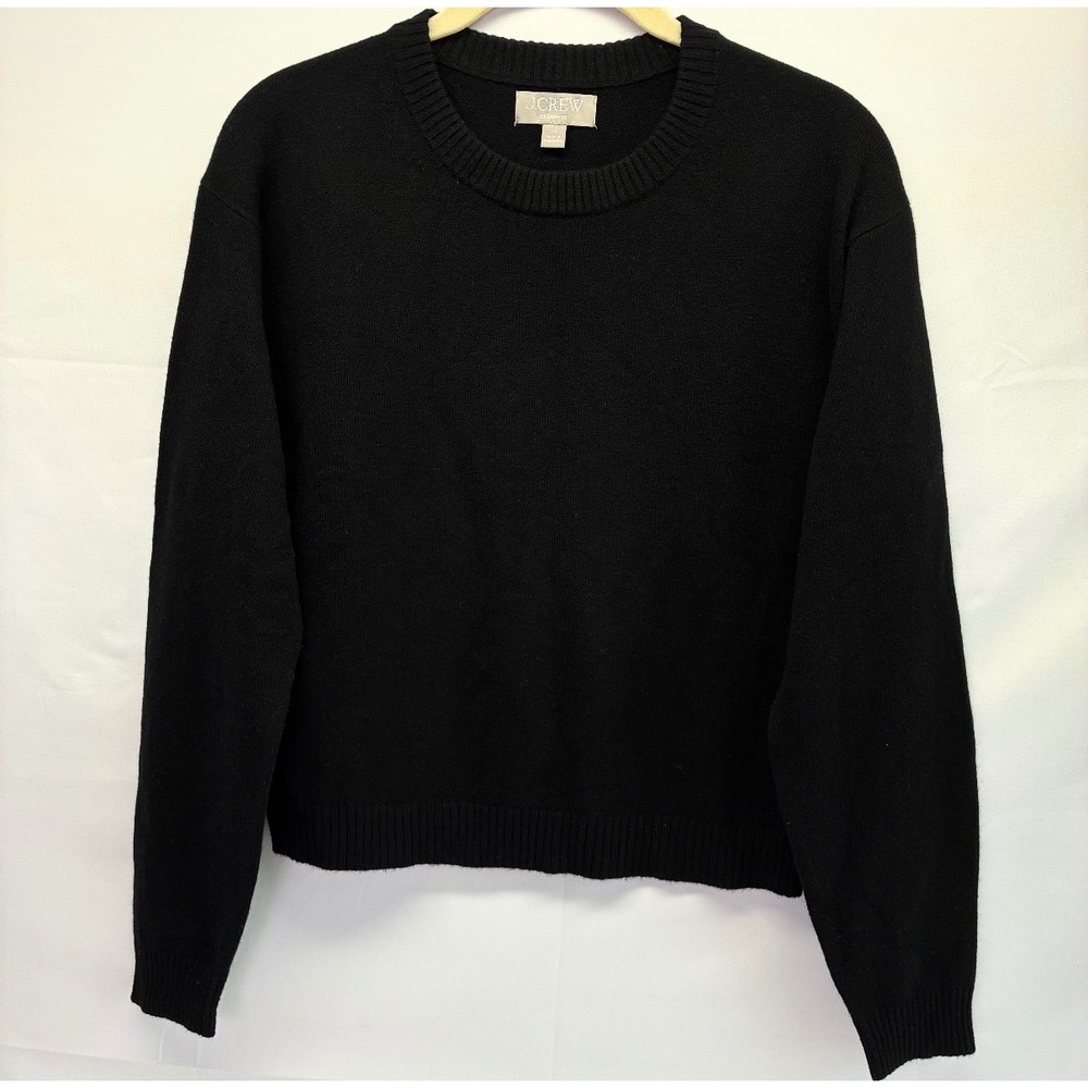 J Crew Cashmere Sweater Womens XS Black Crew Neck Long Sleeve Soft Quiet Luxury